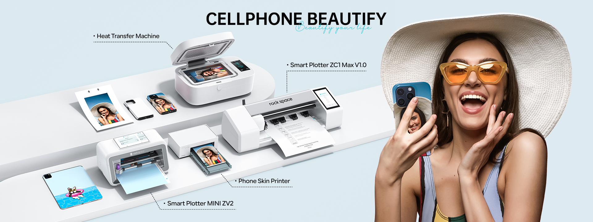 Machine de découpe et film de protection d'écran haut de page dans l'espace rock